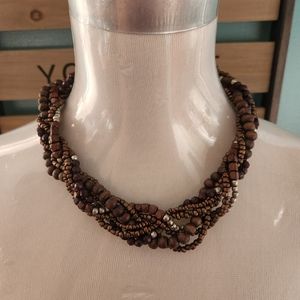 Multi tone wooden necklace